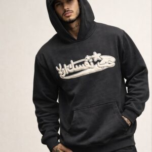 "LOVE YOUR SELF FIRST" PUFF PRINT OVERSIZED HOODIE BLACK